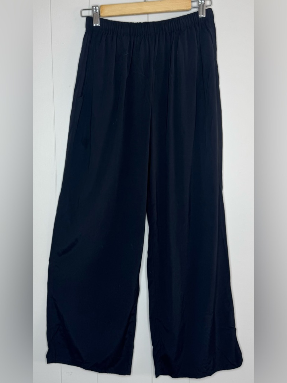 Flax Wide-Leg Black Pull-On Pants With Pockets Womens Small NWT